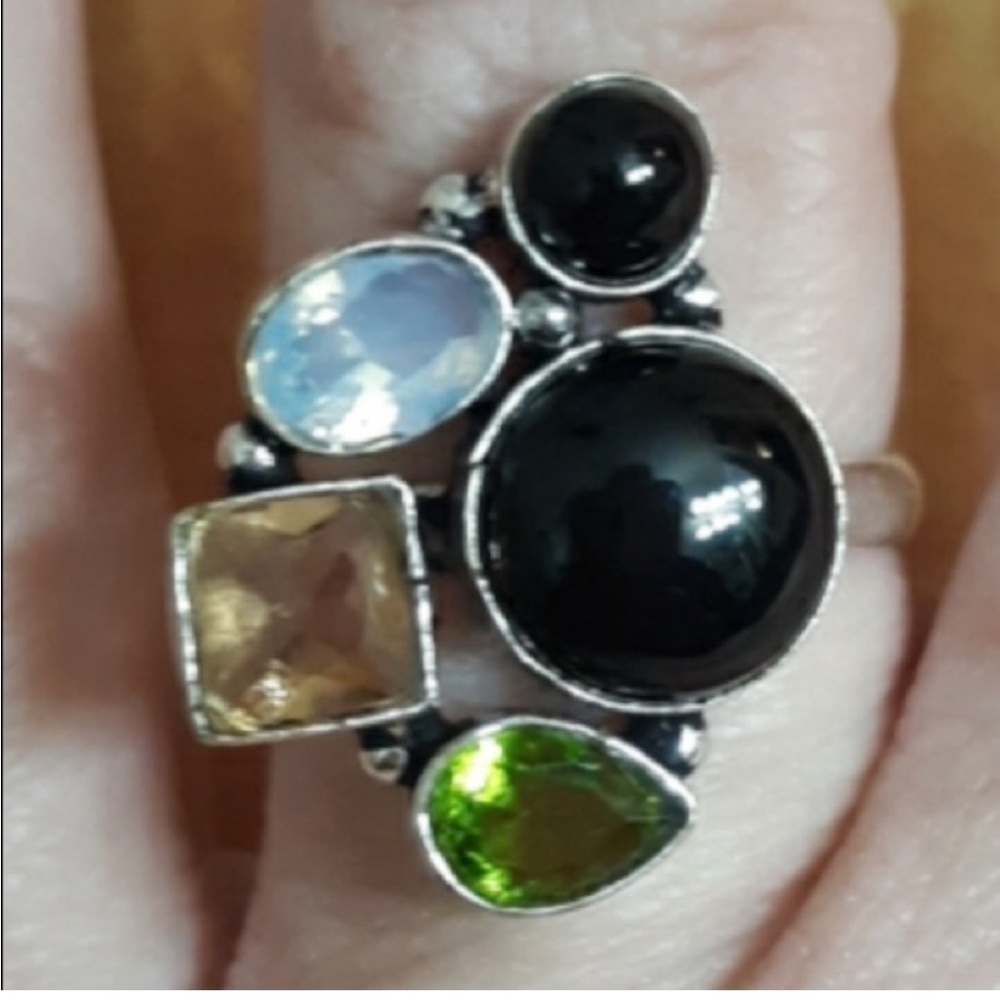 Sterling Multi Gemstone Ring